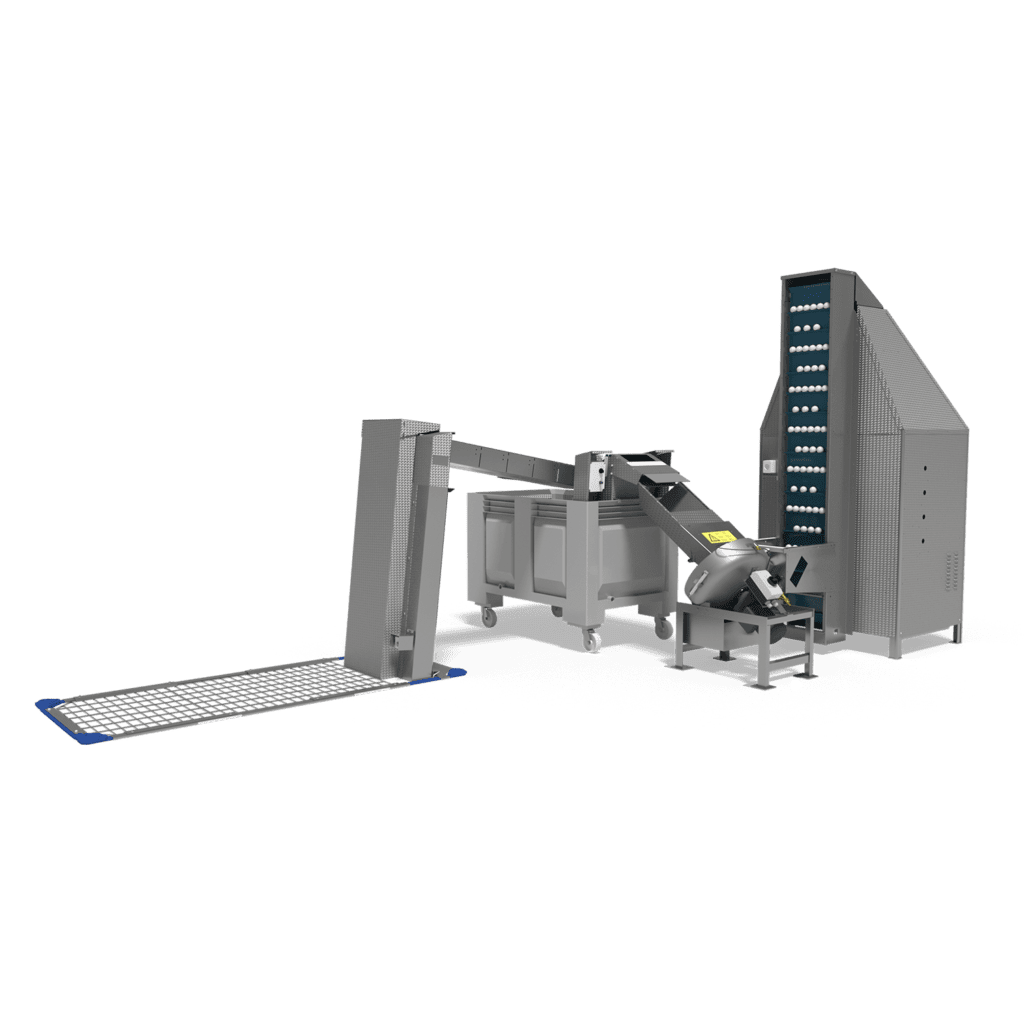 Ball Management system with robot ditch soaker washer elevator dispenser